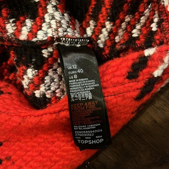 Topshop Thick Wooly Mini Skirt (Size 8) - Picture 7 of 7